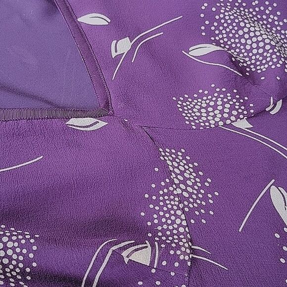 Vtg Y2K plum silk chiffon floral print sleeveless midi dress - Picture 11 of 14